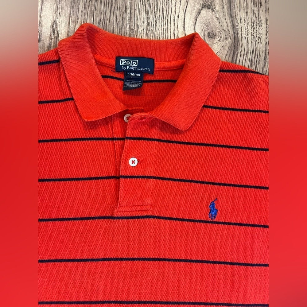 Polo Ralph Lauren Polo Shirt Youth L Large 16 - 18 Orange Pony Logo